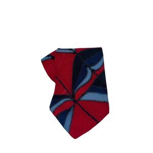 Rivellino Mens Silk Tie Red Blue Abstract Paisley Geometric Made in USA 4 Inch